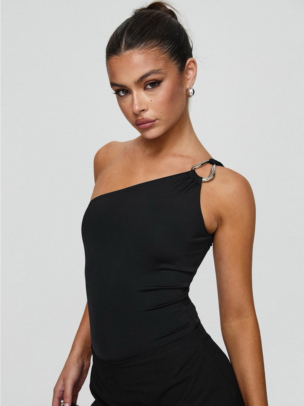 Princess Polly Talija One Shoulder Bodysuit Black